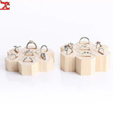 Bamboo Wood Hexagonal Ring Display Stand Jewelry Storage