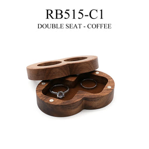 Heart-shaped Walnut Ring Box for Wedding