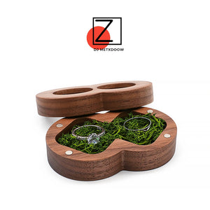 Heart-shaped Walnut Ring Box for Wedding