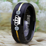 His Queen- Her King Tungsten CZ Women Ring Wedding Anniversary Gift