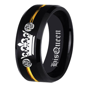 His Queen- Her King Tungsten CZ Women Ring Wedding Anniversary Gift
