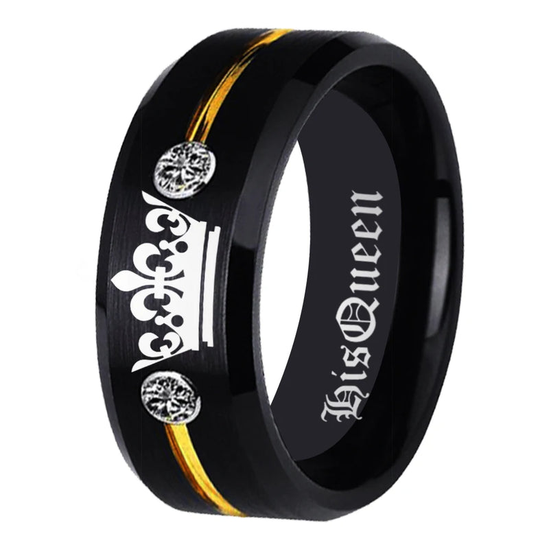 His Queen- Her King Tungsten CZ Women Ring Wedding Anniversary Gift