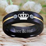 His Queen- Her King Tungsten CZ Women Ring Wedding Anniversary Gift