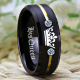 His Queen- Her King Tungsten CZ Women Ring Wedding Anniversary Gift