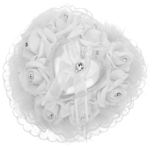 Ring Wedding Pillow Bearer Cushion Rose Holder Gift Ornament Box