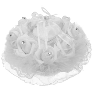 Ring Wedding Pillow Bearer Cushion Rose Holder Gift Ornament Box
