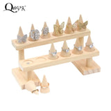 Ring Wood Jewelry Display Stand Organizer Event Holder Wooden Base Decor