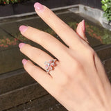 Pink Zircon Crystal Butterfly Ring Romantic Eternity Ring Women