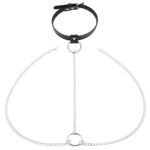 Punk Leather Collar Necklace Choker Chain