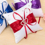 Wedding Ring Pillow Satin Ribbons Red