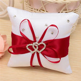 Wedding Ring Pillow Satin Ribbons Red