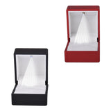Velvet Ring Display Box LED Light Red