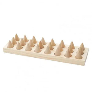 Rings Display Stand 24-Bit Cone Rack Wood Eco-Friendly Thick Tray Rings Storage