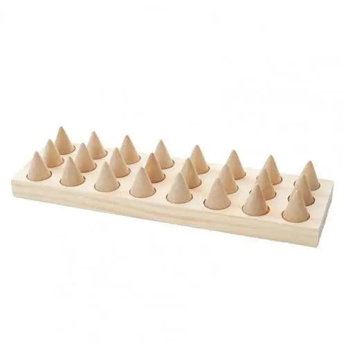Rings Display Stand 24-Bit Cone Rack Wood Eco-Friendly Thick Tray Rings Storage