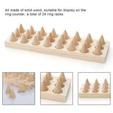 Rings Display Stand 24-Bit Cone Rack Wood Eco-Friendly Thick Tray Rings Storage