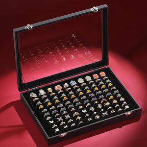 Jewelry Organizer Tray with Clear Lid Velvet Drawer Insert