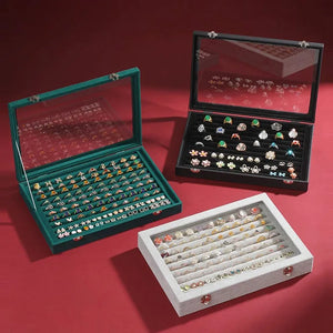 Jewelry Organizer Tray with Clear Lid Velvet Drawer Insert