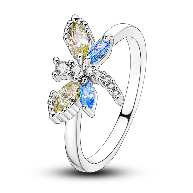 925 Silver Pink Heart Crown Star Moon Snowflake Zircon Rings