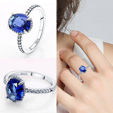 925 Sterling Silver Pink Heart Crown Star Moon Snowflake Zircon Rings