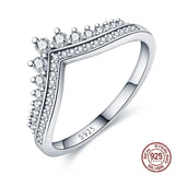 925 Sterling Silver Pink Heart Crown Star Moon Snowflake Zircon Rings