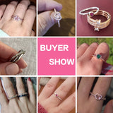925 Sterling Silver Pink Heart Crown Star Moon Snowflake Zircon Rings