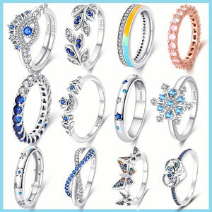 Sterling Silver Rainbow Stars Moon Rings Fine Jewelry