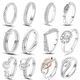 925 Silver Twisted Snake Rings Rose Stackable Wedding Party Engagement Jewelry