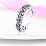 925 Silver Butterfly Open Ring Colorful CZ Wedding Engagement Jewelry