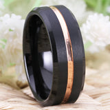 Tungsten Carbide Wedding Engagement Ring Matte Rose Thin Line Ring