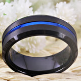 Tungsten Carbide Wedding Engagement Ring Matte Rose Thin Line Ring