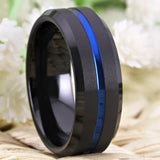 Tungsten Carbide Wedding Engagement Ring Matte Rose Thin Line Ring