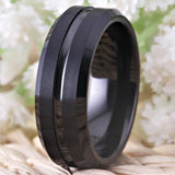 Tungsten Carbide Wedding Engagement Ring Matte Rose Thin Line Ring