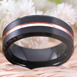Tungsten Carbide Wedding Engagement Ring Matte Rose Thin Line Ring