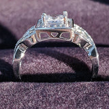 Princess Cut Engagement Wedding Ring Twisted Band R753