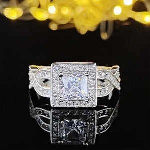 Princess Cut Engagement Wedding Ring Twisted Band R753