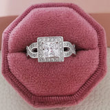 Princess Cut Engagement Wedding Ring Twisted Band R753