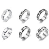 6pcs Stainless Steel Spinner Rings Set for Anxiety Relief