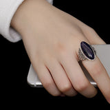 925 Silver Vintage Aventurine Turquoise Hollow Out Ring