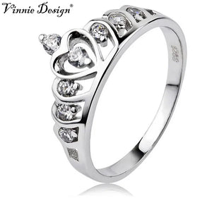Crystal Crown Ring for Women Wedding Anniversary Party