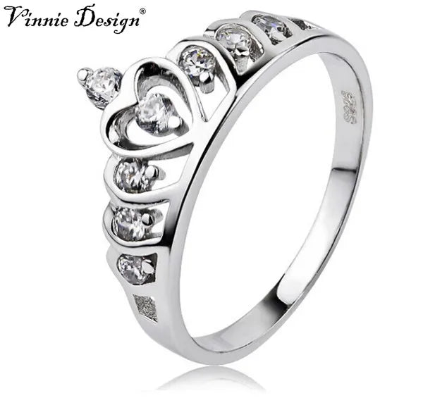 Crystal Crown Ring for Women Wedding Anniversary Party