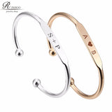 Rinhoo Bar Engraved Bracelets Copper Bangle for Women