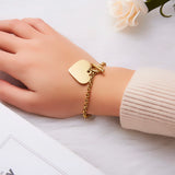 Rinhoo Love Heart Bracelet Stainless Steel Engrave Name Letters Word Charm Jewel