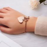 Rinhoo Love Heart Bracelet Stainless Steel Engrave Name Letters Word Charm Jewel