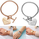 Rinhoo Love Heart Bracelet Stainless Steel Engrave Name Letters Word Charm Jewel