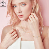 925 Silver Paperclip Chain Bracelet with Baroque Pearl