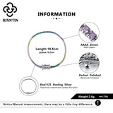 925 Silver Infinity Tennis Bracelet with Colorful Zircon Bangle