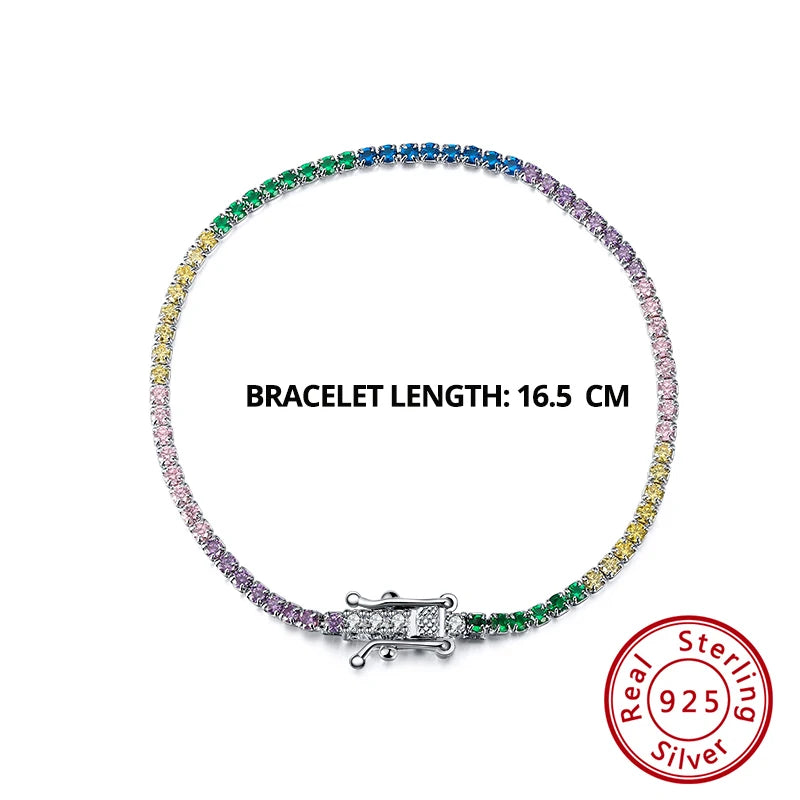 925 Silver Infinity Tennis Bracelet with Colorful Zircon Bangle