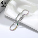 925 Silver Infinity Tennis Bracelet with Colorful Zircon Bangle
