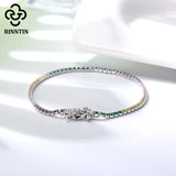 925 Silver Infinity Tennis Bracelet with Colorful Zircon Bangle