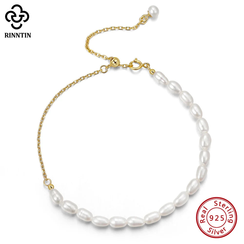 Vintage 14K 925 Silver Chunky Pearls Bracelet for Women